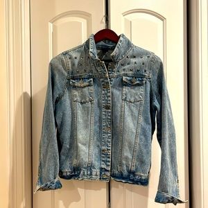 Adorable! EUC Stone washed denim jacket Size 14/16 XL kids OR womens small